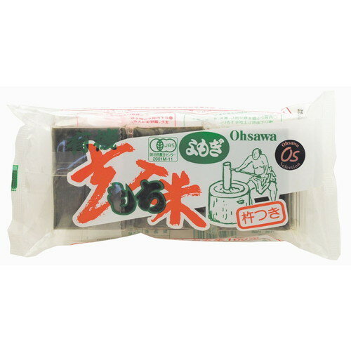 ■商品名：よもぎ入玄米もち■内容量：300g（6コ）×10袋セット■原材料：有機もち玄米（国内産）、有機よもぎ（青森産）■賞味期間：常温で1年■カロリー：117kcal/1個■有機JAS認定品■よもぎの豊かな風味と口当たり有機もち玄米使用■添加物不使用■杵搗き■よもぎ5％入り■焼き餅、雑煮、油で揚げて大根おろしで、非常食にも