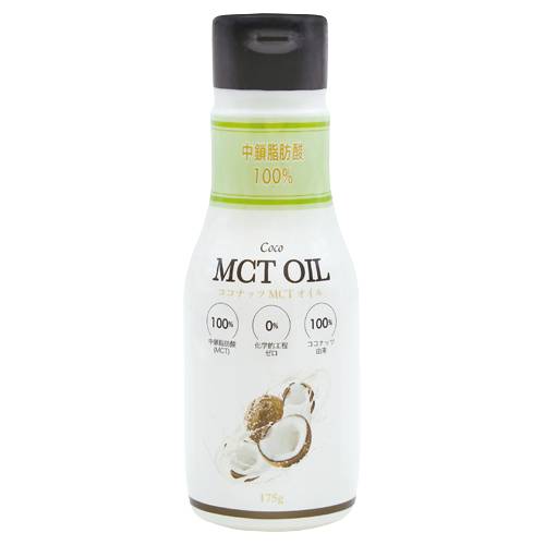 ■商品名：ココナッツMCTオイル（フレッシュキープボトル） ■内容量：175g ■開封前賞味期間：製造日より常温で2年 ■カロリー：900kcal／100g ■メーカー：フラット・クラフト ■原材料：中鎖脂肪酸油 ■商品詳細： 人気のMCT...