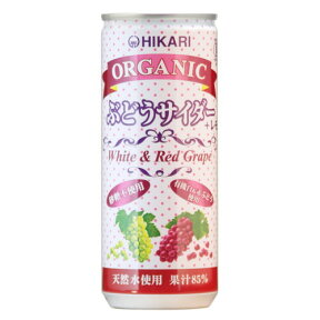 オーガニックぶどうサイダー＋レモン（250ml×30缶）※送料無料（一部地域を除く）※同梱・キャンセル・ラッピング不可【ヒカリ】※荷物総重量20kg以上で別途料金必要