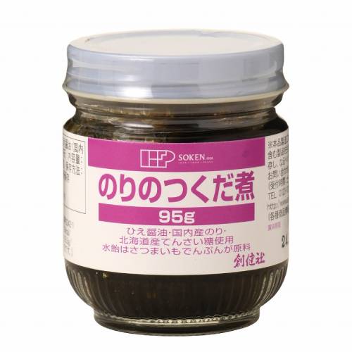 ■商品名：のりのつくだ煮 ■内容量：95g■原材料：ひえ醤油（うるち稗、食塩）、水飴（国内産）、てんさい糖（北海道）、のり（三重県、香川県）、寒天■賞味期間：製造日より1年■国産のりを大豆や小麦を使わないひえ醤油と水あめ、てんさい糖で、あっ...