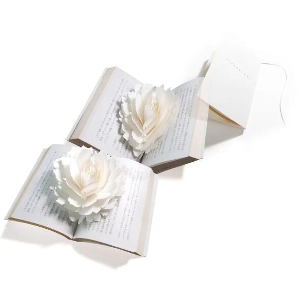 紙の花のしおり ポップアップペーパーブックマーク〈ピオニー〉母の日 父の日 ギフト 記念日 プレゼント 本のしおり おはながみ お花紙 ペーパーポンポン ペーパ...