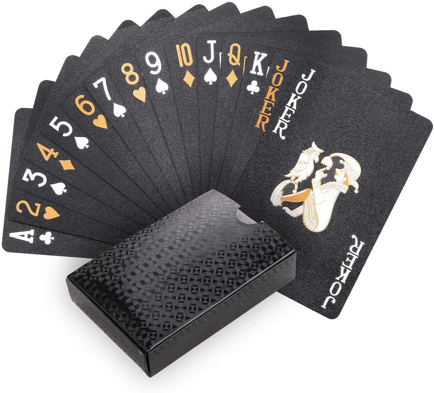 トランプ プラスチック 54枚 ブラック ゴールド カードゲーム マジックトランプ パーティー 防水 ポーカーカード カ…