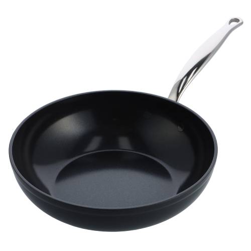 ■商品名：バルセロナプロ・ウォックパン■商品コード：CC008392-004■商品サイズ：幅49.7×奥行28.8×高さ14cm（本体深さ）7.3cm・底面（内径）17.5cm■質量：1320g■表面加工（内面・外面）：セラミックコーティング■材質：本体：アルミニウム合金底面：金属溶射構造ハンドル：ステンレス鋼■対応熱源：ガス ・ ラジエントヒーター ・ ハロゲンヒーターIH（200VIH対応） ・ オーブン（電子レンジ不可）■食洗機：対応■金属製ツール：対応■生産国：中国■商品詳細：フッ素樹脂（PTFE）・PFOAはもとよりその他のPFAS全て・鉛・カドミウムなど、人体や環境に影響を及ぼす化学物質は使用していません。特許技術「サーモロン・セラミック」を採用し、ノンスティック（こびり付き防止）加工を施しこびりつきにくく、汚れもサッと落とせます。