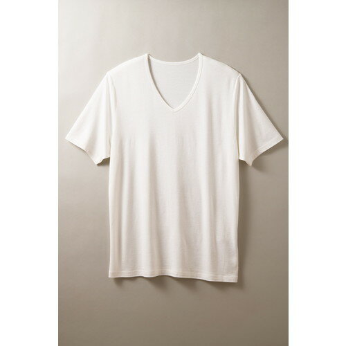 ■商品名：VネックTシャツ（Men's）■メーカー：ナファ生活研究所■カラー：オフホワイト■サイズ：L～LL■素材：本体：レーヨン（TAKEFU）70%（原料に竹を使用）、綿30%縫製糸：ポリエステル■商品詳細：程よいゆとりを持たせた、ベーシックなVネックTシャツ。ほどよく、ボディラインに添います。TAKEFUの定番素材、心地のよい竹綿と、季節を通しお過ごし頂くためのベーシックアイテムです。上ものを羽織る際のインナーとしても活躍します。TAKEFU商品ご購入時にプレゼント商品名を備考欄にご記入ください。