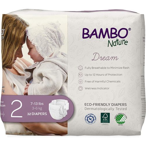 バンボネイチャー ドリーム テープタイプ XS (3kg~6kg) 32枚入り(bn16924) 【BAMBO Nature】 【ベビー紙おむつ/ミニ/2号】