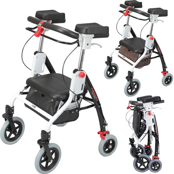 シルバーカー アームフィット 肘置きパッド付き 室内外兼用歩行車 ユーバ産業 AR-458E 手押し車 老人用 高齢者 押し車 シルバーカート シニアカート プ...