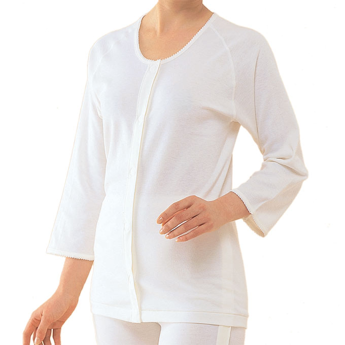 介護衣料品 前開き7分袖（ラグラン袖） 婦人用(サイズ：LL） 神戸生絲 No.50