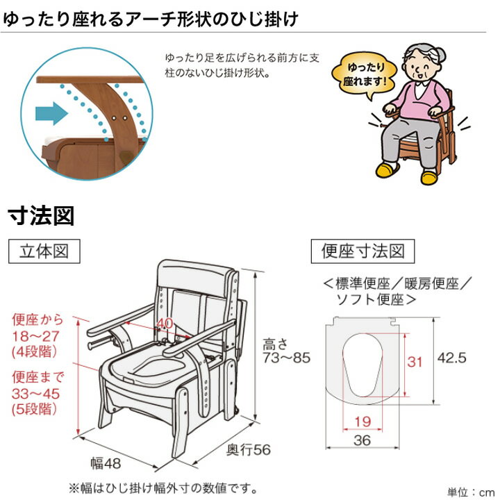 ポータブルトイレ 安寿 家具調トイレセレクトR コンパクト（標準） 【アロン化成】 【送料無料】 3