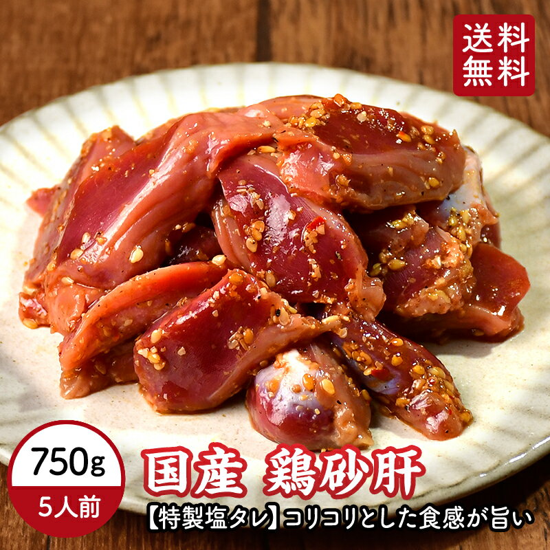 【 送料無料 】 砂肝 特製塩味 750g 国産 味付け 焼肉 焼肉 鳥肉