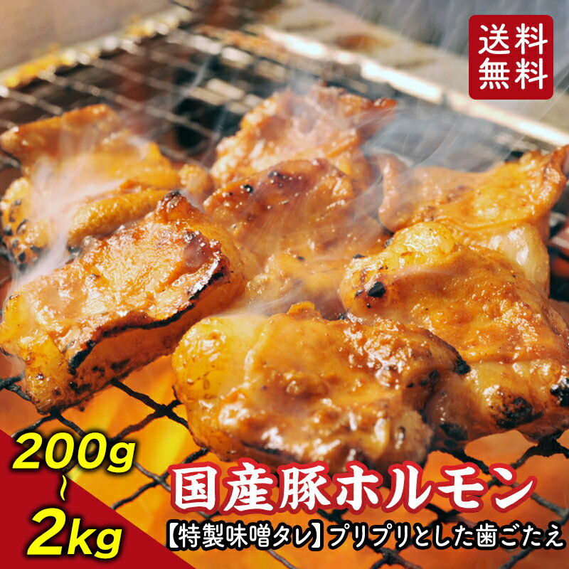 ＼10日まで(200g)10%OFF／【 送料無料 】豚ホルモン 特製みそ味 200g ～ 2kg 国産 ホルモン 味付け 焼肉 焼肉用 カット 小分け
