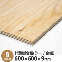 針葉樹合板(ラーチ合板) 600×600×9mm 1枚入