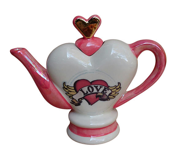 ハート レッド　ティーポット 小　インテリア イギリス製 英国　置物　ギフト　コレクション