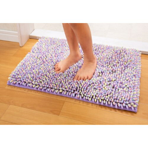 バスマット シェニール 約縦40×横60cm パープル 【北海道・沖縄・離島 送料別】