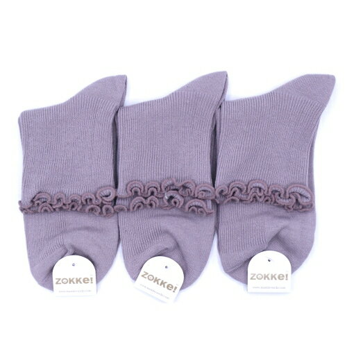 【送料無料】 クルー細リブ無地TOPメロー (ラベンダーグレー) (23-25cm) (3足セット)みっとめるへん社