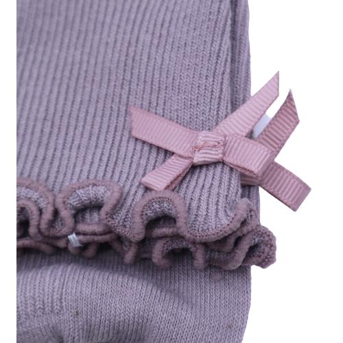 【送料無料】 クルー細リブ無地TOPメローグログラウンリボン付き (ラベンダーグレー) (23-25cm) (3足セット)みっとめるへん社