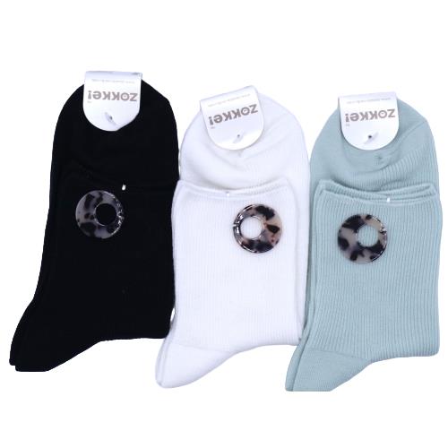 【送料無料】 クルーソックス(ブラック・ホワイト・ライトグリーン)(リブ輪っか付き)(23-25cm)(3足セット)みっとめるへん社 【送料無料】 クルーソックス(ブラック・ホワイト・ライトグリーン)(リブ輪っか付き)(23-25cm)(3足セット)みっとめるへん社