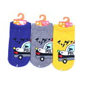 【送料無料】 キッズソックス 急げパトカー (ネイビー・グレー・イエロー) (13-18cm) (3足セット)みっとめるへん社