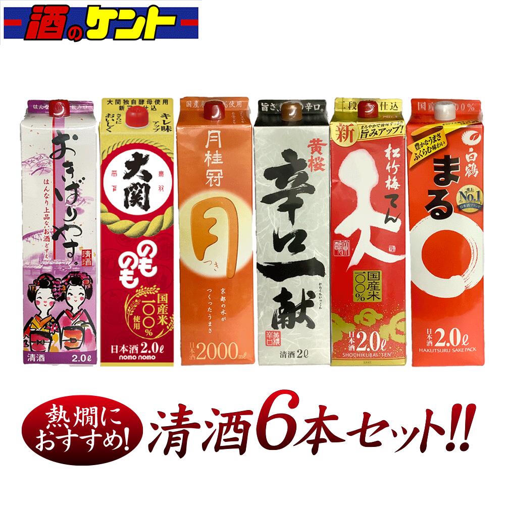 日本酒 熱燗にして美味しい！ 清酒 2L パック 飲み比べ 6本セット