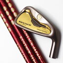 KENTACK Japan 中空アイアン 純金箔 24Kバッチ 4家紋シャフト 8本セット ゴールド #5-9 PGA