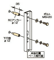 川口技研　ホスクリーン取付パーツ　コンクリートジカ付パーツ（1袋）　HP-5B（アンカー2個入）