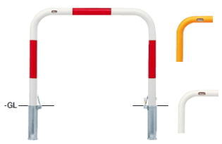 サンポール　車止め　アーチ　差込式フタ付　φ60.5×W1000×H800 (RW)赤白　FAA-7SF10-800 【※メーカー直送品のため代金引換便はご利用になれません】【個人宅配送の場合は都度送料お見積りとなります】　51183