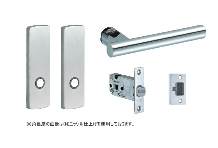 川口技研　レバーハンドル　LS-65A-1H15-Cr　空錠・角長座・LSミニケース錠・クローム仕上げ　[フロント角/S-25調整式ストライク角]