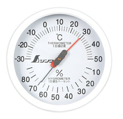 シンワ測定　温湿度計　U-1　丸型　10cm　ホワイト　72665　[測定範囲:温度/-30～50℃・湿度/30～80%]