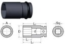 マキタ電動工具　インパクトレンチ用六角ソケット　角ドライブ（sq）19mm（ピン、Oリング付）　19-95　A-85525 その1