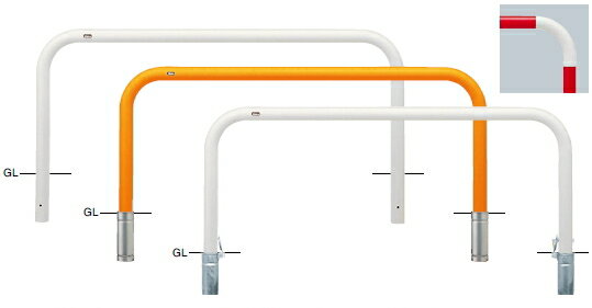 サンポール　車止め　アーチ　差込式　φ76.3×W2000×H800 (RW)赤白　FAA-8S20-800【受注生産品】 【※メーカー直送品のため代金引換便はご利用になれません】【個人宅配送の場合は都度送料お見積りとなります】　3129999