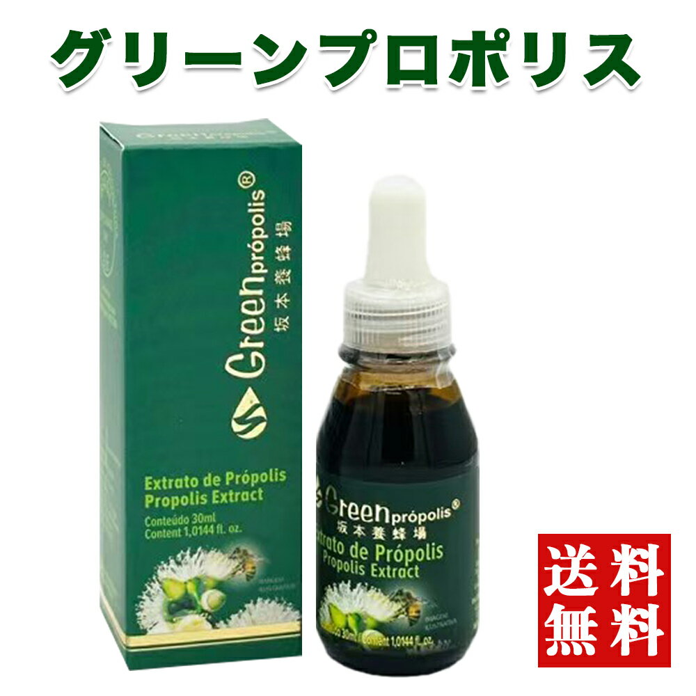 【即発送】グリーンプロポリス 30ml 坂本養蜂場 ブラジル産 最高品質 プロポリス含有量40% 目盛付きスポイト 飲むタイプ アルコール抽出 フラボノイド のどの守護神 お守り のど 喉 ケア 蜂蜜 保存料 防腐剤 無添加 定形外発送 送料無料 賞味期限：2027.12.19