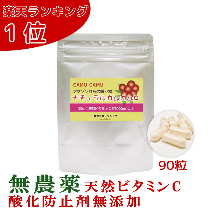 無農薬 ナチュラルカムカムC 90粒 1粒約20mgの天然ビタミンC含有 化学合成ビタミンCや酸化防止剤は不添加 サプリ 美容 ビタミンc フラボノイド エイジ...