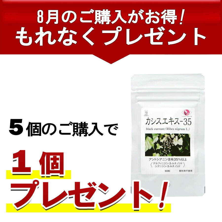 【目のサプリ】カシスエキス-35 100mg×60粒 【8月限定、5個ご購入で1個プレゼント】1日3粒でアントシアニン105mg配合 保存料無添加 無着色料無添加 小粒 飲みやすい パソコンやスマートフォンをよく使う方におすすめ デスクワーク 送料無料 賞味期限：2029.06.01
