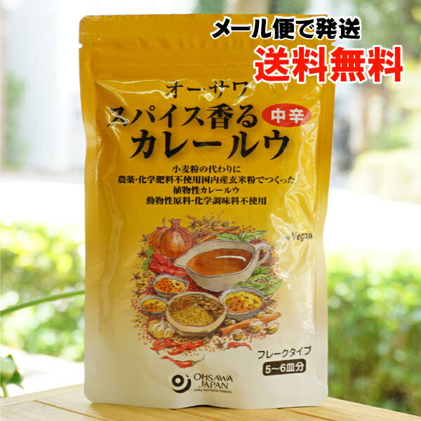 オーサワ スパイス香るカレールウ(中辛)/120g(5～6皿分)【メール便の場合、送料無料】 動物性原料・化学調味料不使用 for Vegan