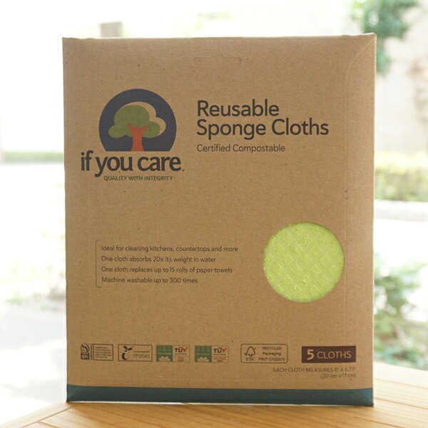 If You Care(イフユーケア) 高吸収スポンジクロス/(17cmx20cm)（5枚入り）【アリサン】 Reusable Sponge Cloths【アリサン6月新商品】