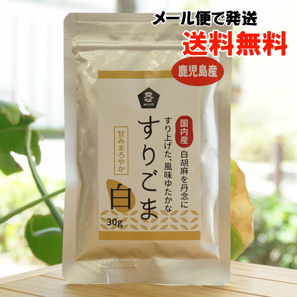 国内産 白胡麻を丹念にすり上げた風味ゆたかな すりごま(白)/30g【ムソー】【メール便の場合、送料無料】