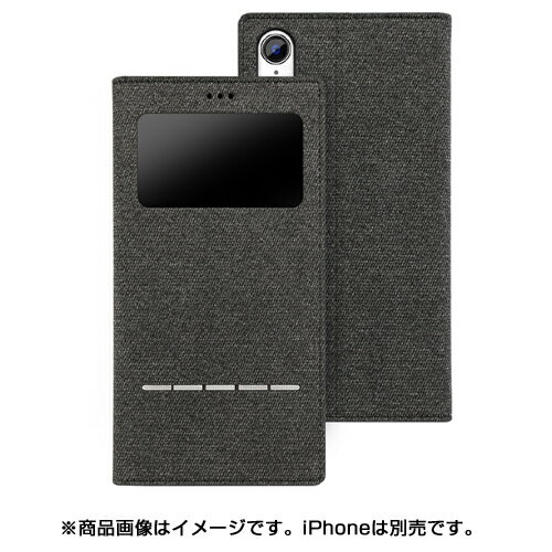 memumi メムミ iPhone XR 用 PUレザーケース AFC181101 キャンバスブラック 手帳型/スタンド機能/薄型窓/ PUレザー 合皮 /マグネット開閉 沖縄・離島は発送不可 