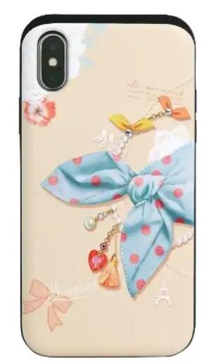 Happymori iPhone XS/X 背面ハードケース HM14453i58 Card slide Dot Scarf ブルースカーフ(スライド式カード収納/ワイヤレス充電)(沖縄・離島はメール便のみ発送可能)