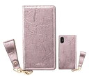 salisty(サリスティ)M iPhone X/XS用ダイアリーケース シャイニー ピンク (カードポケット/鏡(ミラー)/ストラップホールあり)(沖縄・離島はメール便のみ発送可能)