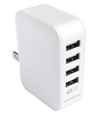 カシムラ AJ-598 USB AC充電器 4.8A USB-A×4 自動識別IC搭載 4.8A 折りたたみ式プラグ採用 USB4P IC WH ( 沖縄・離島は発送不可)