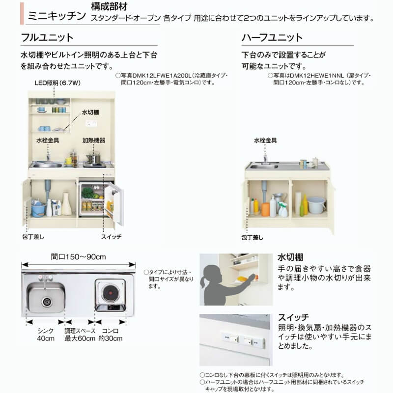 ミニキッチン 間口120cm オープンタイプ ...の紹介画像3