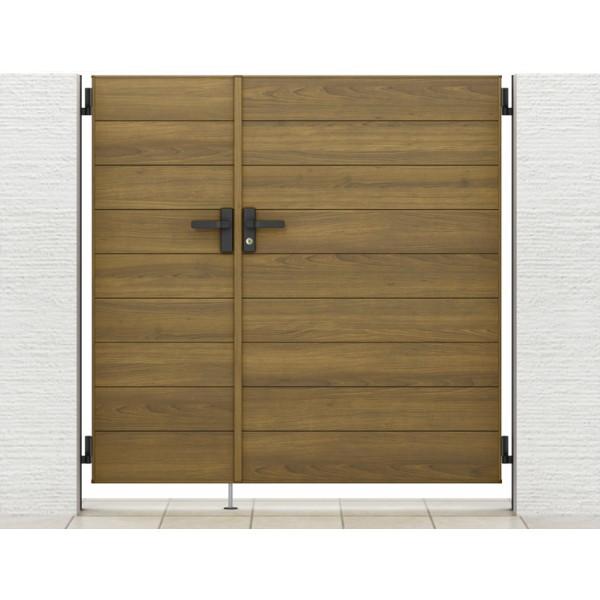 門扉 リクシル 開き門扉AA YM1型 横桟 両開き 親子 05-09-12/05-09-14 柱使用 W1400(500+900)×H1200/14..