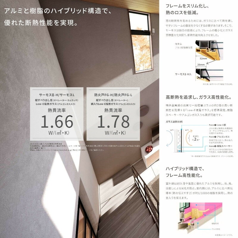 建材百貨店のシャッター付引違い窓 ブリッジ(標準)枠 25120-2 サーモス2-H W2550×H2030mm テラスタイプ 2枚建 複層ガラス 樹脂アルミ複合サッシ シャッター LIXIL リクシル｜アングル3