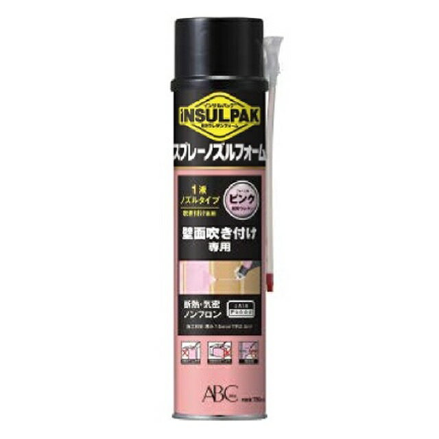 ○特長○吹き付け専用の発泡ウレタンフォーム。壁面への吹き付けが可能。 ○用途○壁面の断熱補修／ウレタンの厚さ調整、補修／押入れのカビ防止。充てんする場合は、別売りのGS用細ノズルを使用してください。 ○仕様○フォーム色：ピンク　発泡体積：40±2L・厚さ15mmで約2.5平方メートル ○質量○　内容量：780mL ○分類○　補修用品／充填材／発泡ウレタン