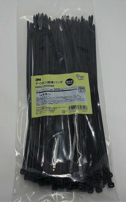 Rakuten - スリーエム　ナイロン結束バンド 屋外用　黒 幅4．8mm×長さ300mm 100本入　NBO－300MMBK