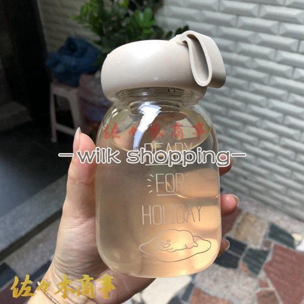 水筒 透明カップ 400ml ウォーターボトル ガラスボトル 広口直飲み ハンドル付き 茶こし 給水ボトル 無..