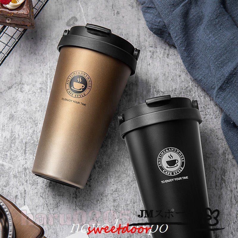 タンブラー マグボトル コーヒーカップ 保冷 保温 車用 魔法瓶 マ水筒 直飲み 蓋付き ステンレス製 コップ 通勤 白 黒 オフィス 持ち歩き マグカップ
