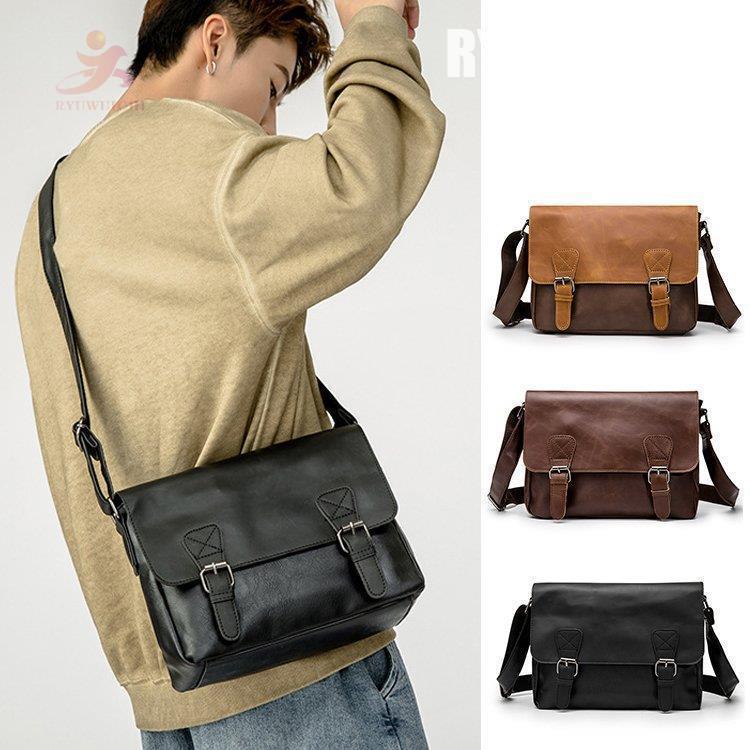 メッセンジャーバッグ おしゃれ カバン 鞄 PUレザー ショルダーバッグ メンズ フラップ ボタン 斜めが..