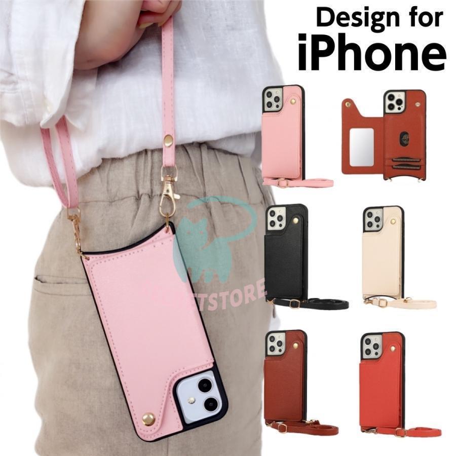 iPhone12mini ケース iPhone12mini カバー ミラー付き 鏡 カード収納 iPhone12miniケース ストラップ ..