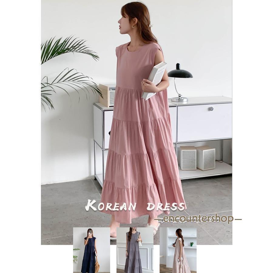 ワンピース ロング ペチコート レイヤード 重ね着 インナー 無地 ノースリーブ 夏ワンピース 袖なし ノースリーブワンピ 大人カジュアル リゾート 春夏 フリル