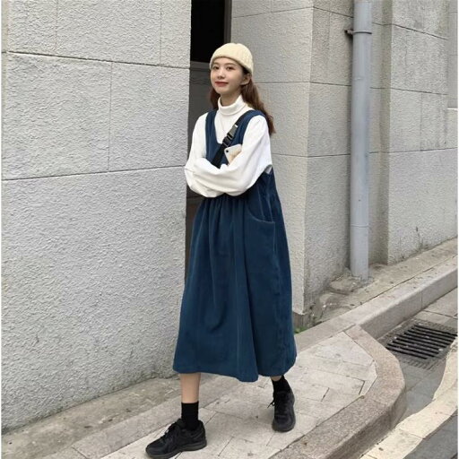 ジャンバースカート Vネック ワンピース レディース ジャンスカ オールインワン ロングワンピース スカート 大きいサイズ ゆったり 体型カバー ジャンバースカート Vネック ワンピース レディース ジャンスカ オールインワン ロングワンピース スカート 大きいサイズ ゆったり 体型カバー